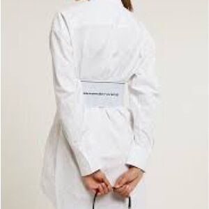 Alexander Wang Logo Elastic Shirt Dress White
